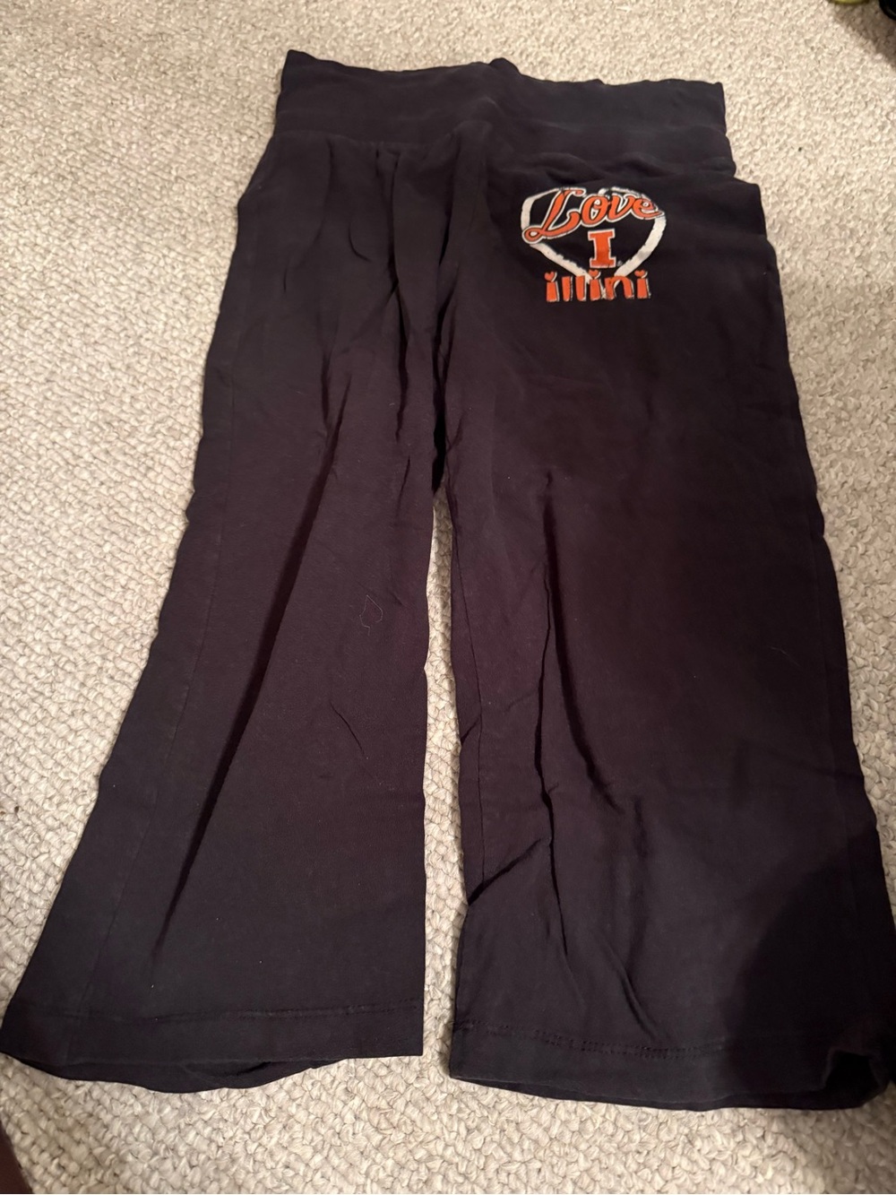 Soffe Black Kids Leggings with Orange & White Graphic